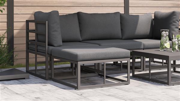 Grote foto vidaxl buitenmeubilair met kussen zwart aluminium tuin en terras tuinmeubelen