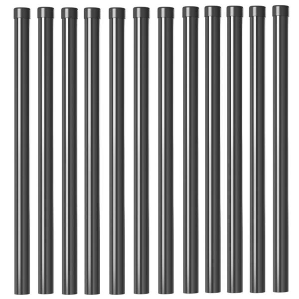 Grote foto vidaxl afrasteringspaal 12 pcs grijs 60 cm poedergecoat staal tuin en terras overige tuin en terras