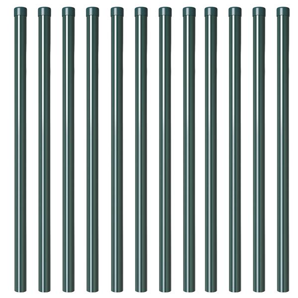 Grote foto vidaxl afrasteringspaal 12 pcs groen 100 cm poedergecoat staal tuin en terras overige tuin en terras