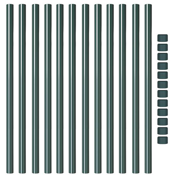 Grote foto vidaxl afrasteringspaal 12 pcs groen 100 cm poedergecoat staal tuin en terras overige tuin en terras