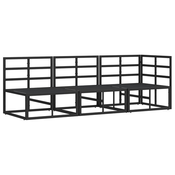 Grote foto vidaxl buitenmeubilair met kussen 3 stuk zwart en anthraciet metaal tuin en terras tuinmeubelen