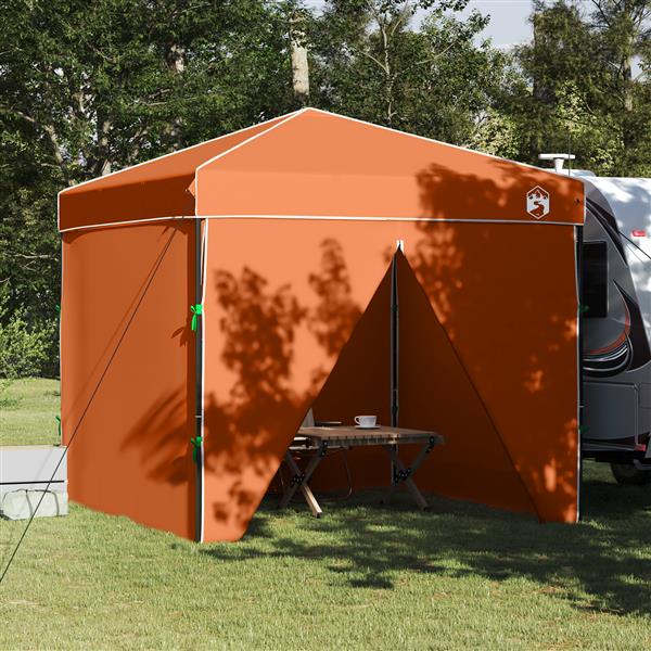 Grote foto vidaxl pop up luifel tent oranje 250 x 250 cm stof tuin en terras overige tuin en terras