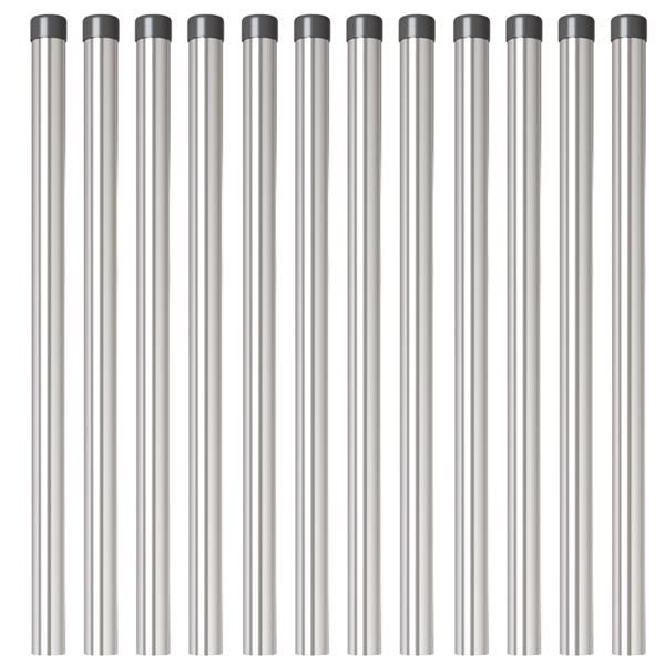 Grote foto vidaxl hekpalen 12 pcs zilver 90 cm poedergecoat staal tuin en terras overige tuin en terras