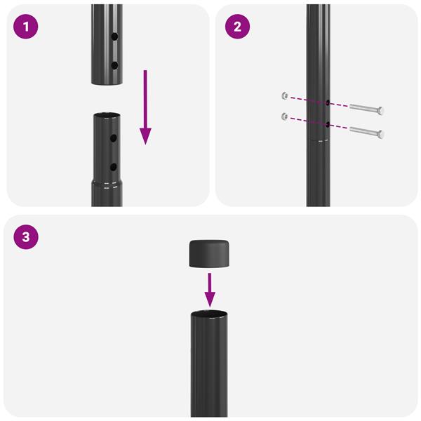 Grote foto vidaxl hekpalen 2 pcs grijs poedergecoat staal tuin en terras overige tuin en terras