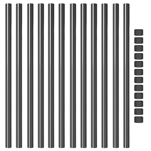 Grote foto vidaxl hekpalen 12 pcs grijs 110 cm poedergecoat staal tuin en terras overige tuin en terras