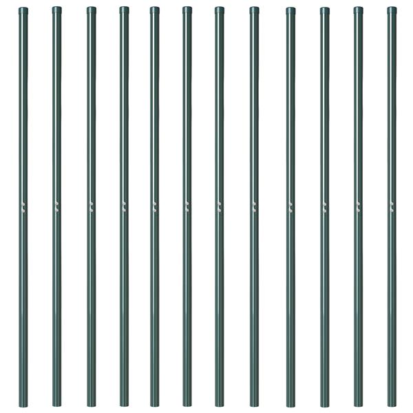 Grote foto vidaxl afrasteringspaal 12 pcs groen poedergecoat staal tuin en terras overige tuin en terras