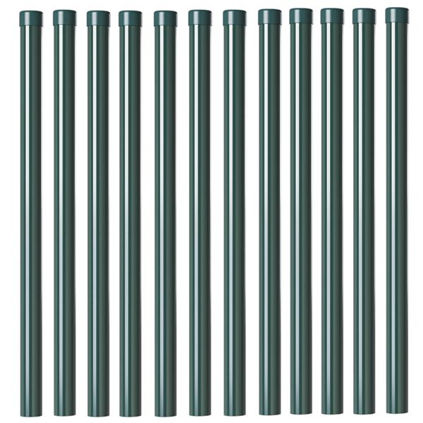 Grote foto vidaxl afrasteringspaal 12 pcs groen 90 cm poedergecoat staal tuin en terras overige tuin en terras