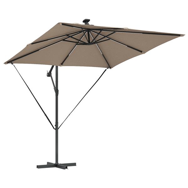 Grote foto vidaxl cantilever banana parasol taupe 249 x 249 x 250 cm tuin en terras overige tuin en terras