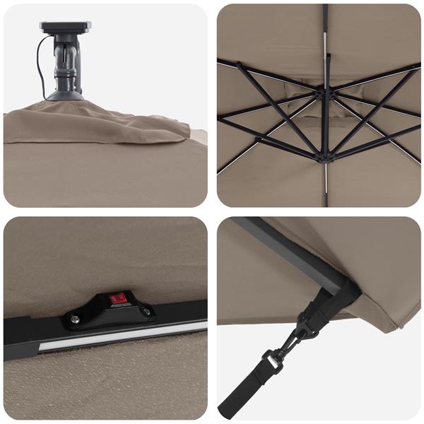 Grote foto vidaxl cantilever banana parasol taupe 249 x 249 x 250 cm tuin en terras overige tuin en terras