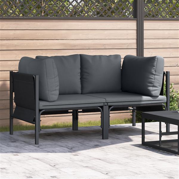 Grote foto vidaxl buitenmeubilair 2 pcs antraciet 80 x 80 x 71 cm staal tuin en terras tuinmeubelen
