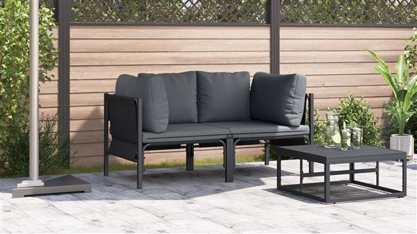 Grote foto vidaxl buitenmeubilair 2 pcs antraciet 80 x 80 x 71 cm staal tuin en terras tuinmeubelen