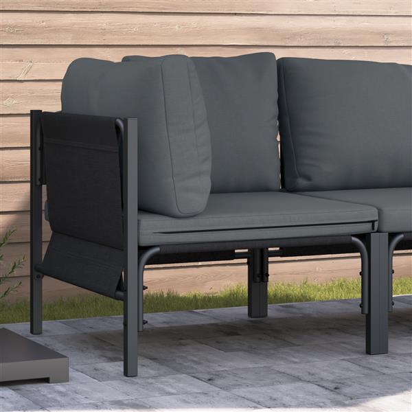 Grote foto vidaxl buitenmeubilair met kussen met kussen antraciet staal tuin en terras tuinmeubelen