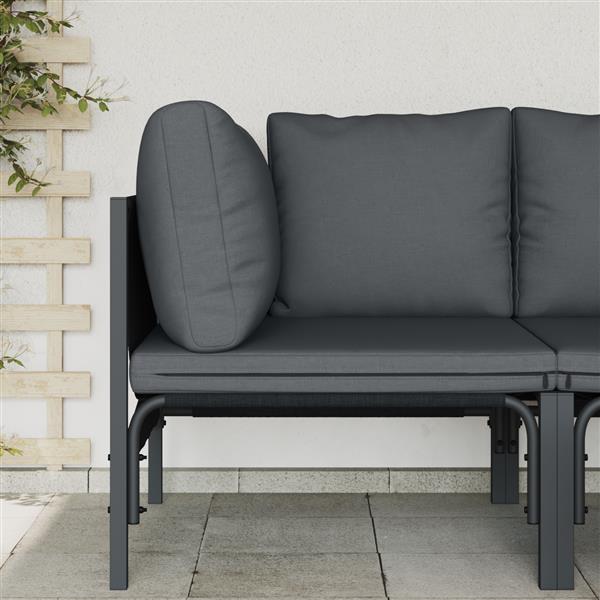 Grote foto vidaxl buitenmeubilair met kussen met kussen antraciet staal tuin en terras tuinmeubelen