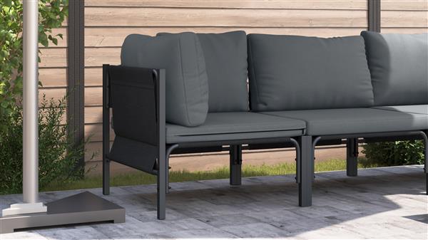 Grote foto vidaxl buitenmeubilair met kussen met kussen antraciet staal tuin en terras tuinmeubelen