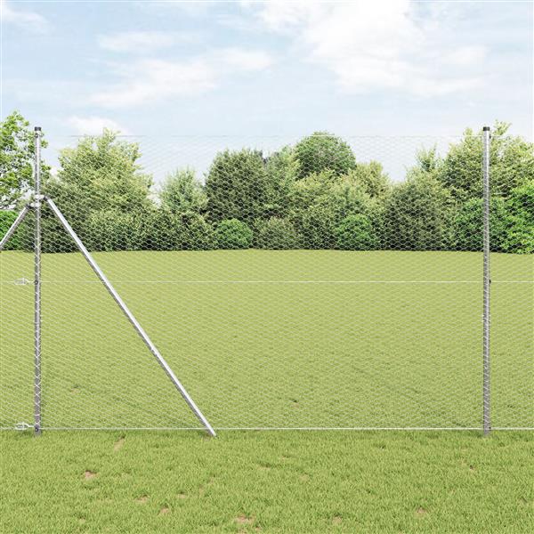 Grote foto vidaxl hexagon hek zilver 1.5 x 10 m gegalvaniseerd staal tuin en terras hekken en schuttingen