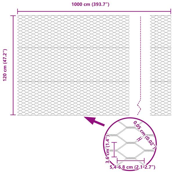 Grote foto vidaxl hexagon hek zilver 1.2 x 10 m gegalvaniseerd staal tuin en terras hekken en schuttingen