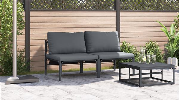 Grote foto vidaxl buitenmeubilair met kussen met kussen antraciet staal tuin en terras tuinmeubelen