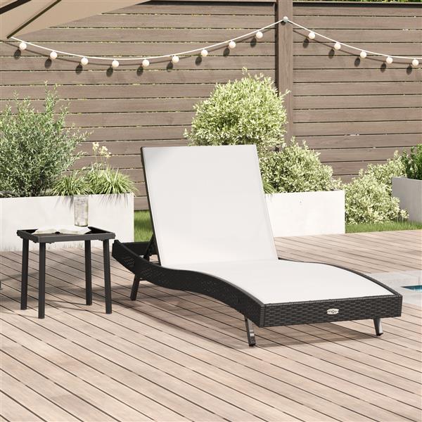 Grote foto vidaxl zonligstoel met tafel 2 pcs zwart 40 x 40 x 40.5 cm poly rattan tuin en terras tuinmeubelen