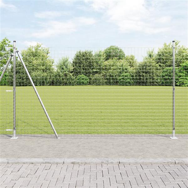 Grote foto vidaxl hekpalen 7 pcs zilver 32mm 160 cm gegalvaniseerd staal tuin en terras overige tuin en terras