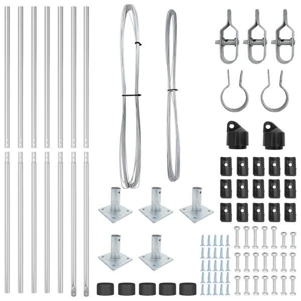 Grote foto vidaxl hekpalen 7 pcs zilver 32mm 160 cm gegalvaniseerd staal tuin en terras overige tuin en terras