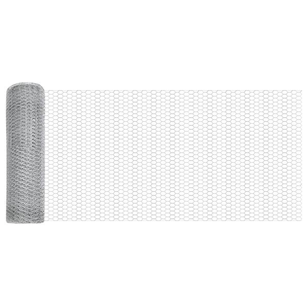 Grote foto vidaxl hexagon hek zilver 0.6 x 25 m gegalvaniseerd staal tuin en terras hekken en schuttingen