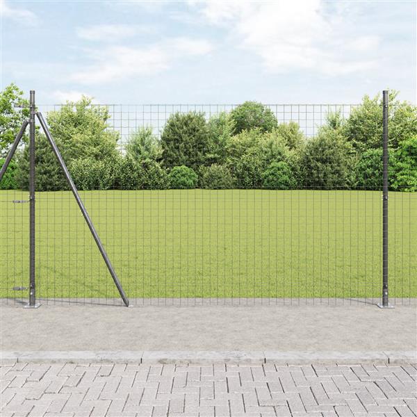 Grote foto vidaxl hekpalen 7 pcs grijs 32mm 170 cm gegalvaniseerd staal tuin en terras overige tuin en terras