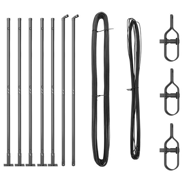 Grote foto vidaxl hekpalen 7 pcs grijs 32mm 160 cm gegalvaniseerd staal tuin en terras overige tuin en terras