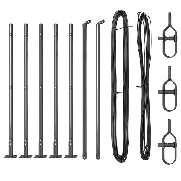 Grote foto vidaxl hekpalen 7 pcs grijs 32mm 70 cm gegalvaniseerd staal tuin en terras overige tuin en terras