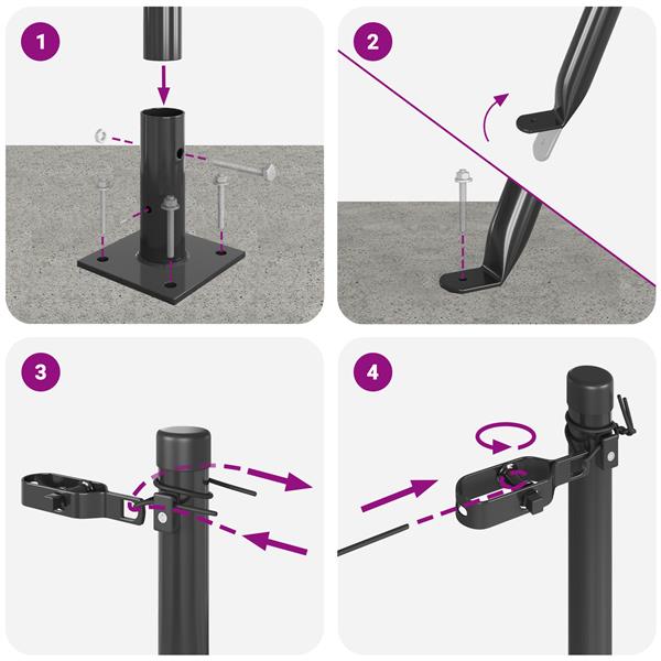 Grote foto vidaxl hekpalen 7 pcs grijs 32mm 70 cm gegalvaniseerd staal tuin en terras overige tuin en terras