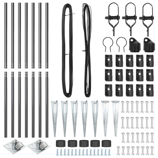 Grote foto vidaxl hekpalen 7 pcs grijs 32mm 170 cm gegalvaniseerd staal tuin en terras overige tuin en terras