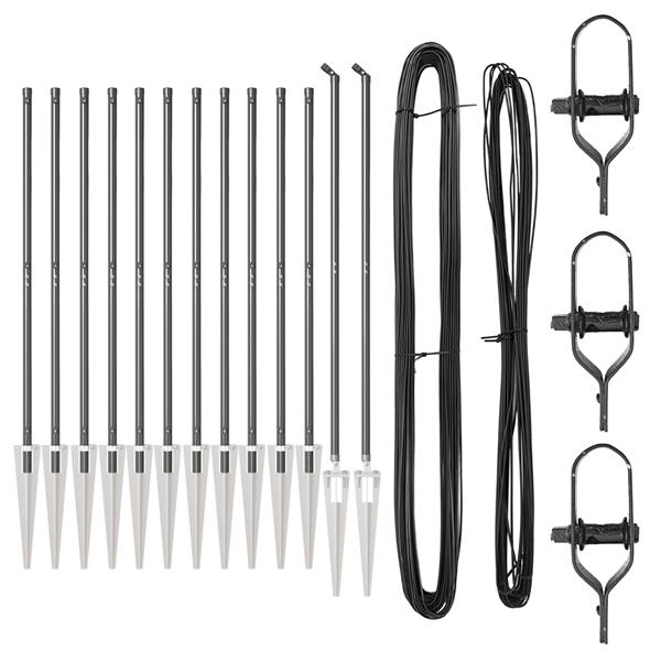 Grote foto vidaxl hekpalen 13 pcs grijs 32mm 140 cm gegalvaniseerd staal tuin en terras overige tuin en terras