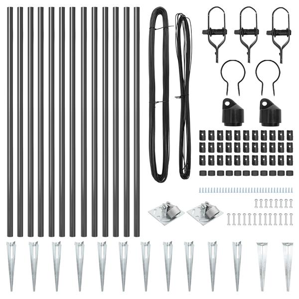 Grote foto vidaxl hekpalen 13 pcs grijs 32mm 120 cm gegalvaniseerd staal tuin en terras overige tuin en terras