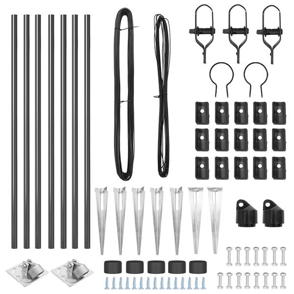 Grote foto vidaxl hekpalen 7 pcs grijs 32mm 60 cm gegalvaniseerd staal tuin en terras overige tuin en terras