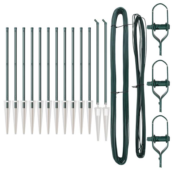 Grote foto vidaxl hekpalen 13 pcs groen 32mm 120 cm gegalvaniseerd staal tuin en terras overige tuin en terras