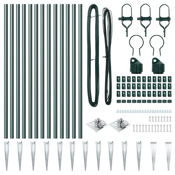 Grote foto vidaxl hekpalen 13 pcs groen 32mm 120 cm gegalvaniseerd staal tuin en terras overige tuin en terras