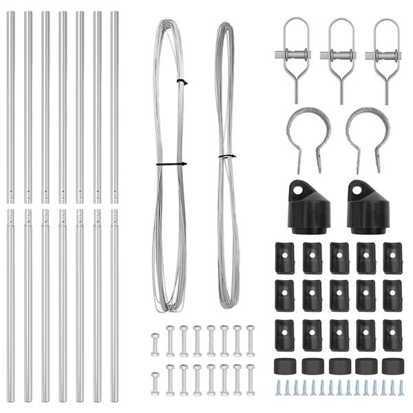 Grote foto vidaxl hekpalen 7 pcs zilver 32mm 170 cm gegalvaniseerd staal tuin en terras overige tuin en terras