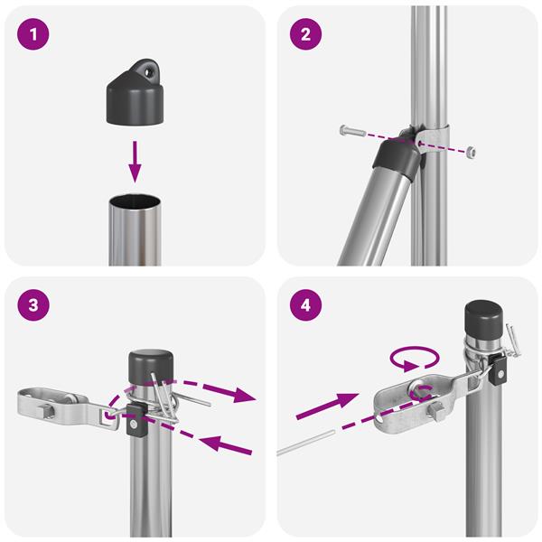 Grote foto vidaxl hekpalen 7 pcs zilver 32mm 170 cm gegalvaniseerd staal tuin en terras overige tuin en terras
