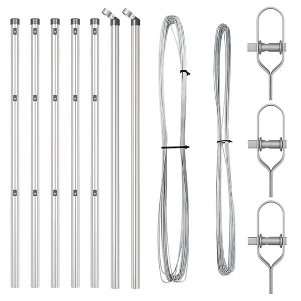 Grote foto vidaxl hekpalen 7 pcs zilver 32mm 120 cm gegalvaniseerd staal tuin en terras overige tuin en terras