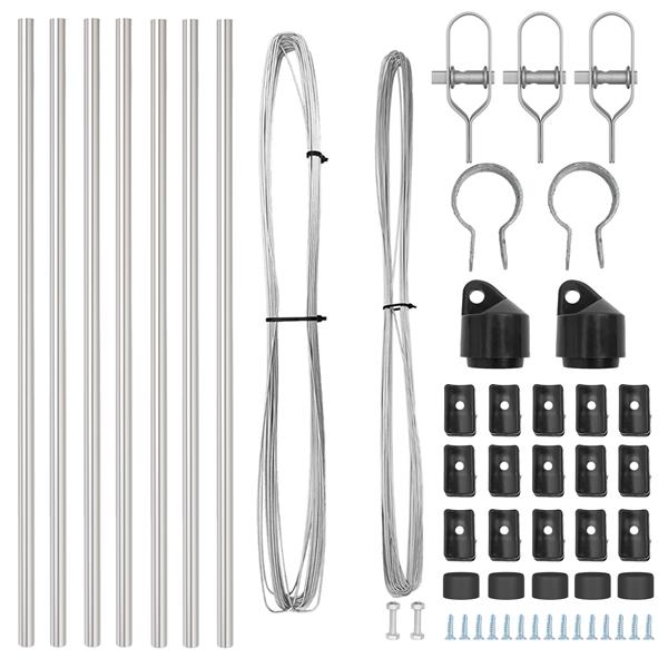 Grote foto vidaxl hekpalen 7 pcs zilver 32mm 120 cm gegalvaniseerd staal tuin en terras overige tuin en terras