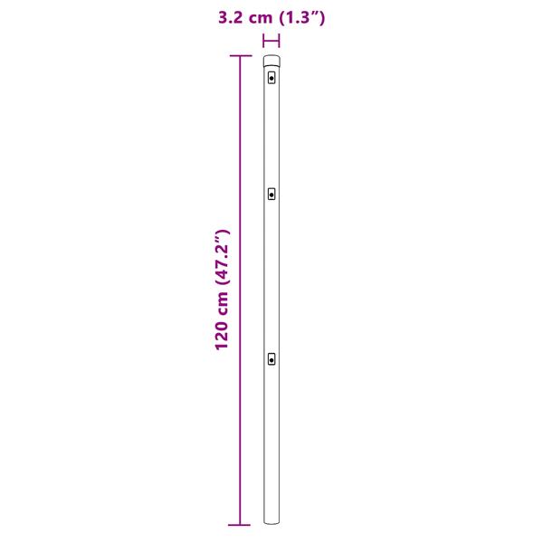 Grote foto vidaxl hekpalen 7 pcs zilver 32mm 120 cm gegalvaniseerd staal tuin en terras overige tuin en terras