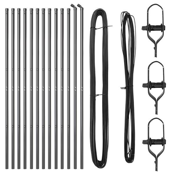 Grote foto vidaxl hekpalen 13 pcs grijs 32mm 210 cm gegalvaniseerd staal tuin en terras overige tuin en terras