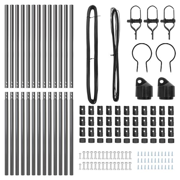 Grote foto vidaxl hekpalen 13 pcs grijs 32mm 210 cm gegalvaniseerd staal tuin en terras overige tuin en terras