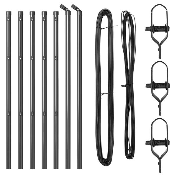 Grote foto vidaxl hekpalen 7 pcs grijs 32mm 100 cm gegalvaniseerd staal tuin en terras overige tuin en terras