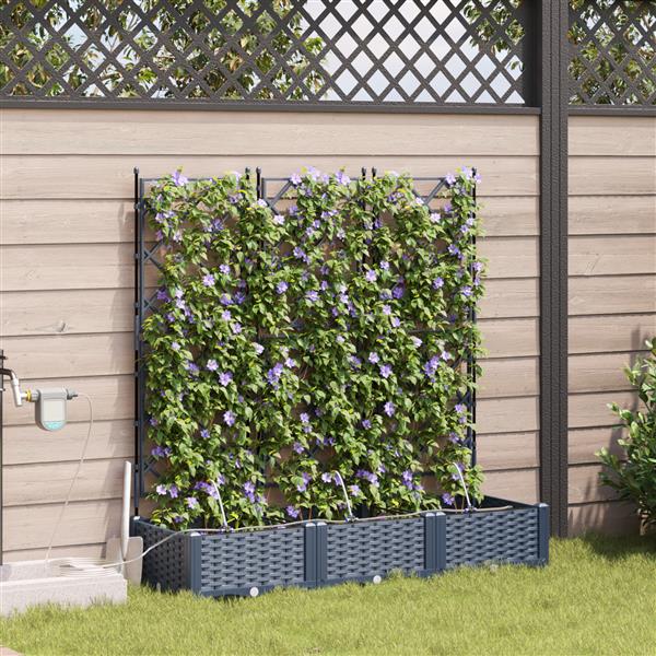 Grote foto vidaxl tuinplantbakken grijs 120 x 40 x 126 cm staal tuin en terras overige tuin en terras