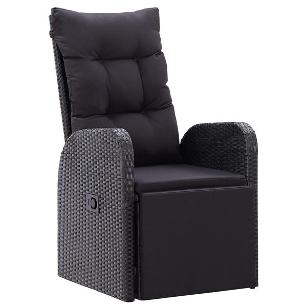 Grote foto vidaxl tuin eetset met kussen 3 pcs zwart poly rattan tuin en terras tuinmeubelen