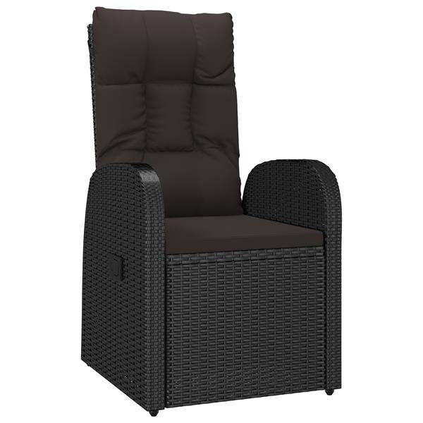 Grote foto vidaxl tuin eetset met kussen 3 pcs zwart poly rattan tuin en terras tuinmeubelen