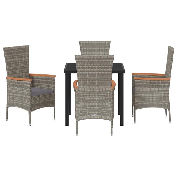 Grote foto vidaxl tuin eetset met kussen 5 pcs grijs poly riet tuin en terras tuinmeubelen