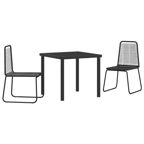 Grote foto vidaxl tuin eetset 3 pcs zwart poly riet tuin en terras tuinmeubelen