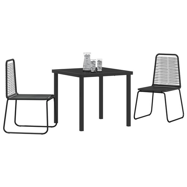 Grote foto vidaxl tuin eetset 3 pcs zwart poly riet tuin en terras tuinmeubelen