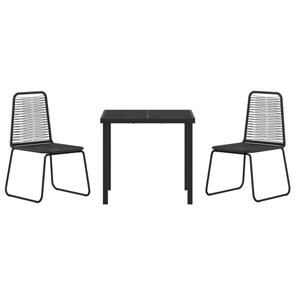Grote foto vidaxl tuin eetset 3 pcs zwart poly riet tuin en terras tuinmeubelen